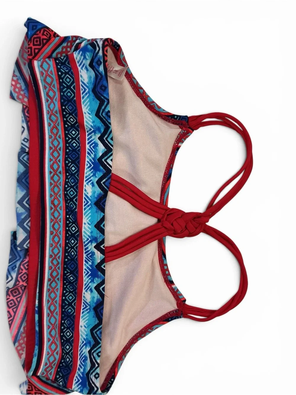 Justice Store Red, Blue & Aqua Patterned Girls Two-Piece Swim Bikini Size 18